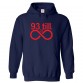 93 till Infinity Classic Unisex Kids and Adults Birthday Pullover Hoodie for Music Fans